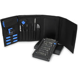 iFixit EU145307-4 strumento di riparazione di dispositivi elettronici Nero/Blu, Kit di strumenti, Universale, Plettro per apertura, Cacciavite, Spudger, Ventosa, Pinza, Nero, Blu, Acciaio inossidabile, Piatto, Torx di sicurezza, Chiave inglese, Torcia, 3 pinzette